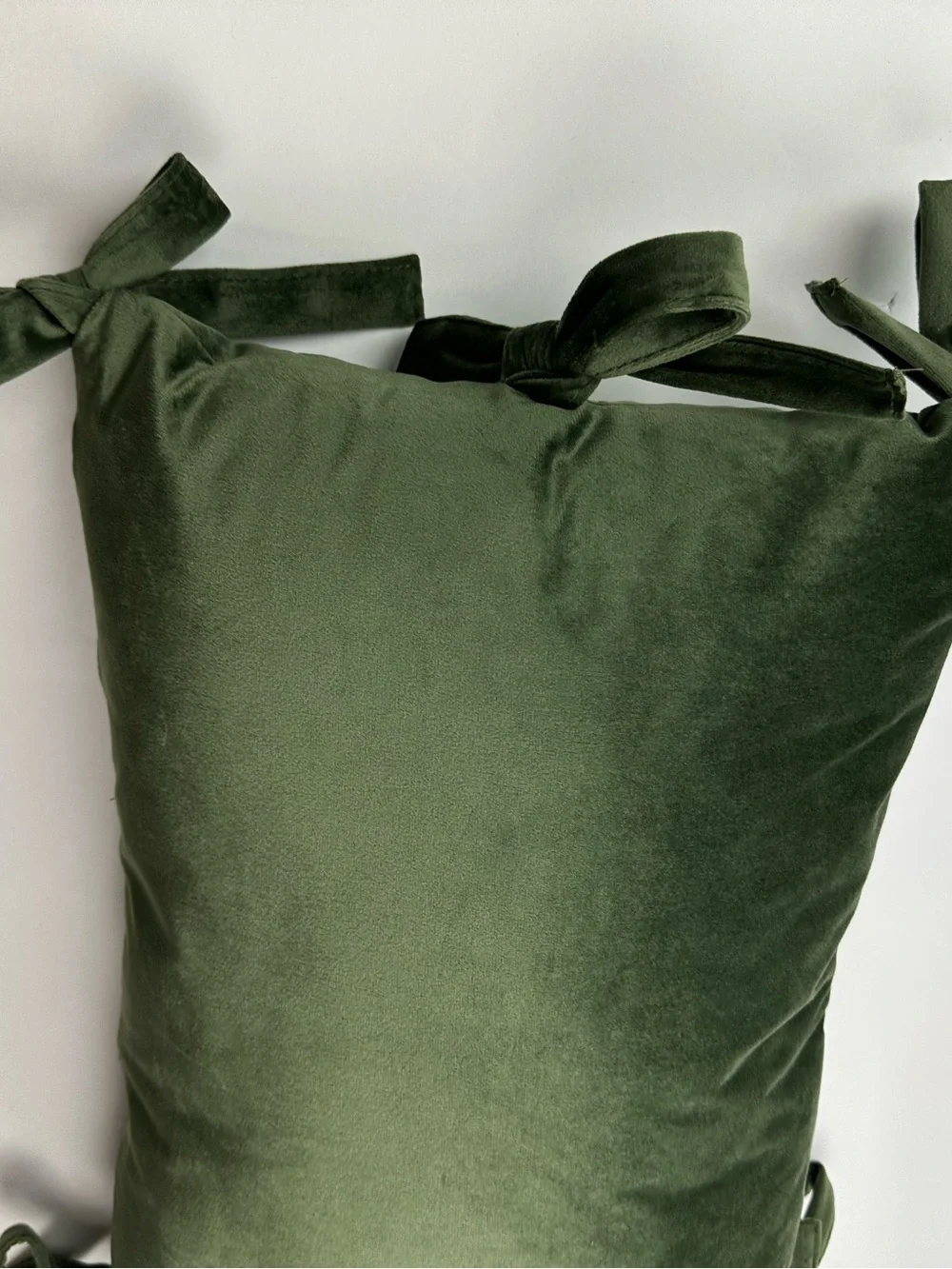 Green Velvet Bow Accent Pillow Size 14 x 20 Inches